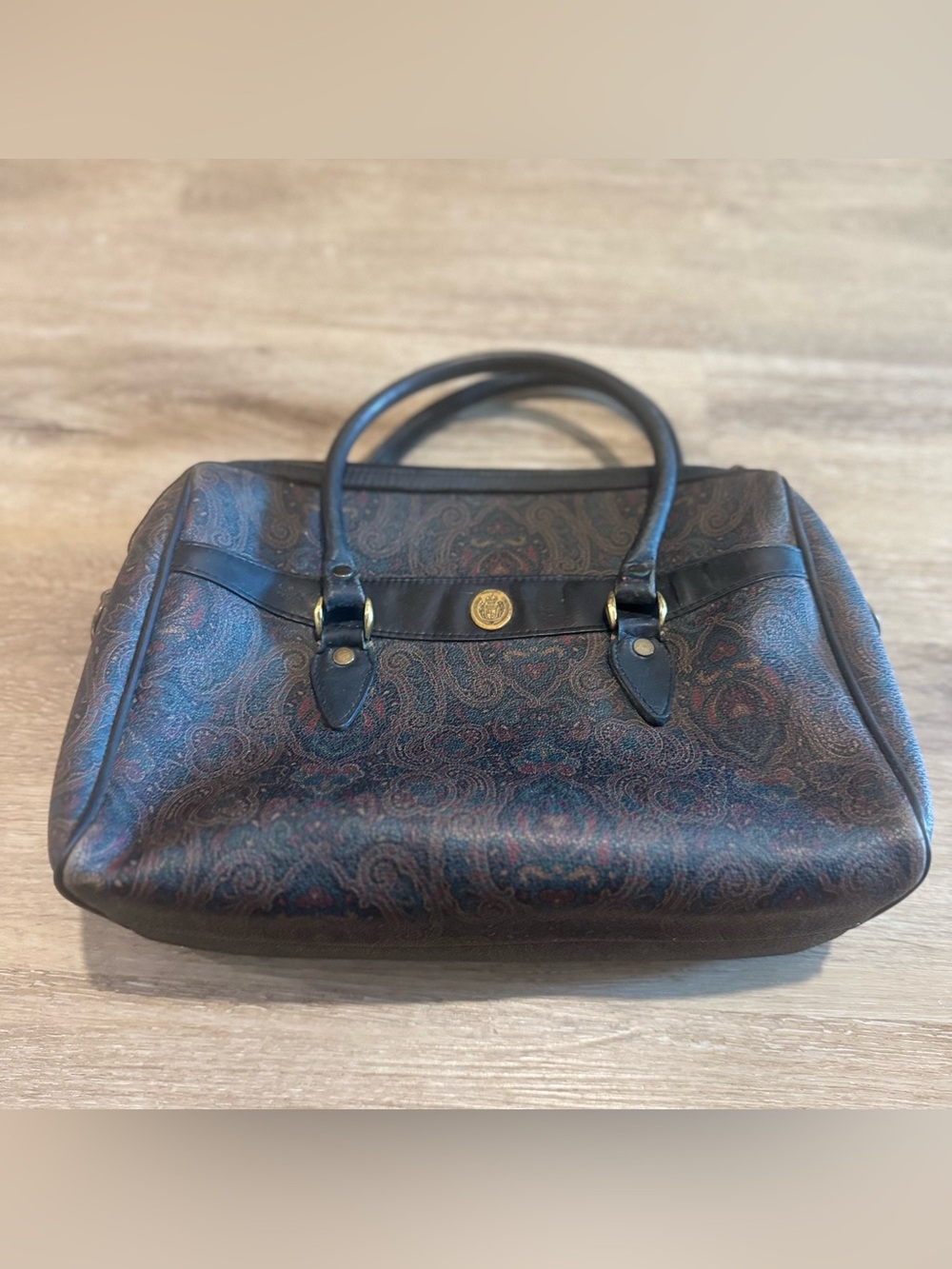 Vintage 1990 Liz Claiborne Structured Paisley Satchel Handbag w/ strap